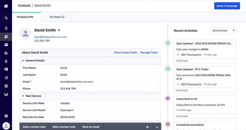 Dealership CRM - Contact View